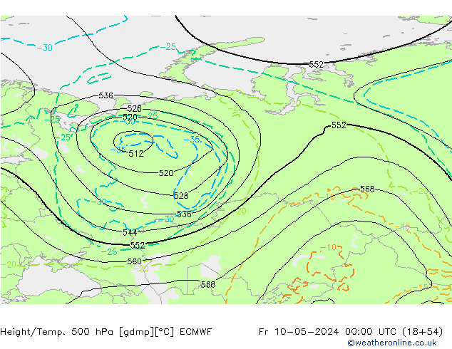 Z500/Rain (+SLP)/Z850 ECMWF pt. 10.05.2024 00 UTC