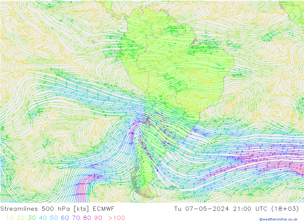 Streamlines 500 hPa ECMWF Tu 07.05.2024 21 UTC