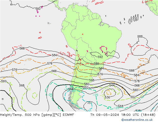 Z500/Yağmur (+YB)/Z850 ECMWF Per 09.05.2024 18 UTC