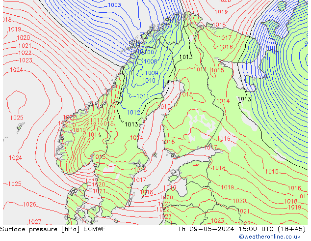 Bodendruck ECMWF Do 09.05.2024 15 UTC