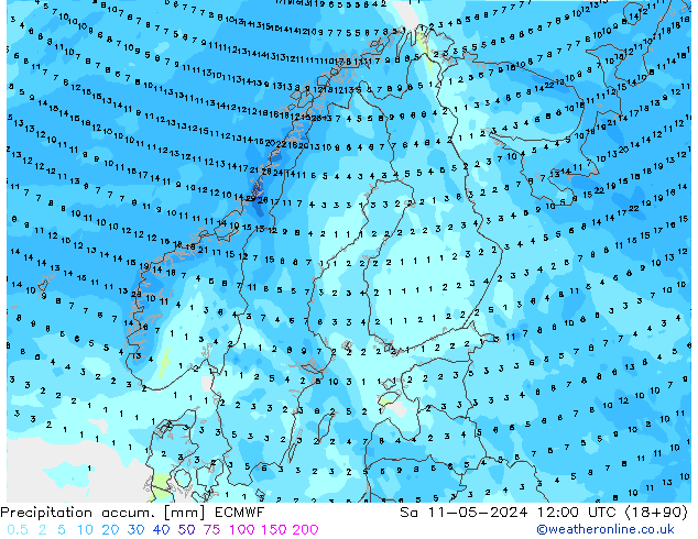 Nied. akkumuliert ECMWF Sa 11.05.2024 12 UTC