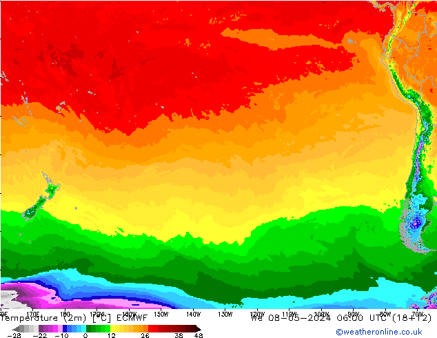 Temperature (2m) ECMWF We 08.05.2024 06 UTC