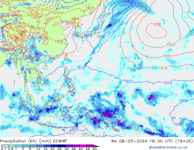 Z500/Regen(+SLP)/Z850 ECMWF wo 08.05.2024 00 UTC