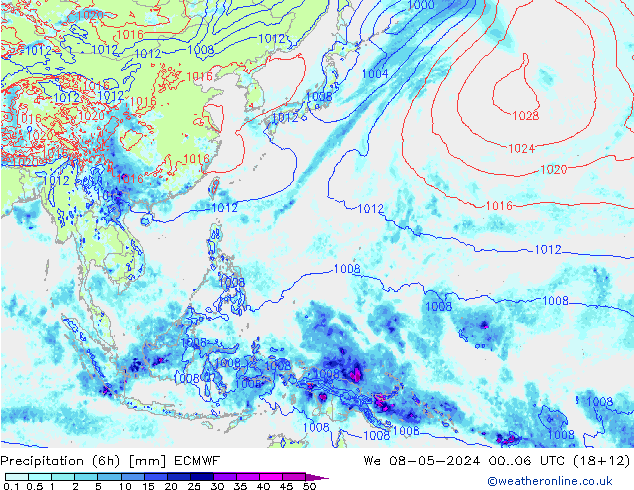 Yağış (6h) ECMWF Çar 08.05.2024 06 UTC