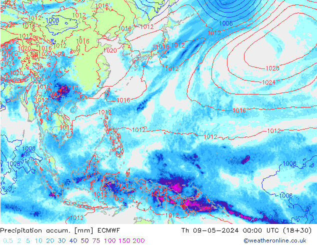 Totale neerslag ECMWF do 09.05.2024 00 UTC