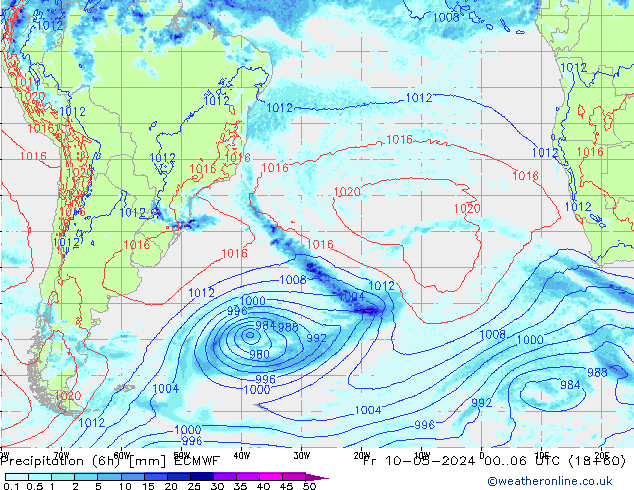 Precipitação (6h) ECMWF Sex 10.05.2024 06 UTC