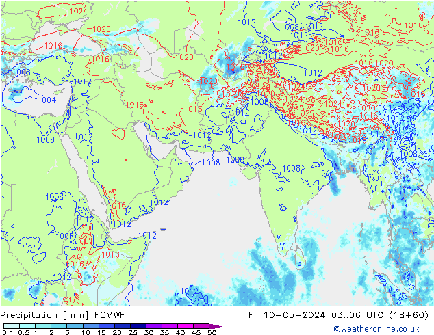 Srážky ECMWF Pá 10.05.2024 06 UTC