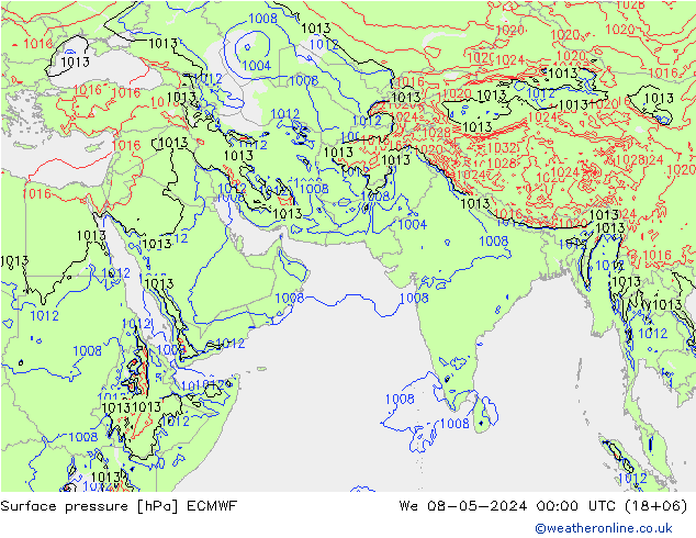 地面气压 ECMWF 星期三 08.05.2024 00 UTC