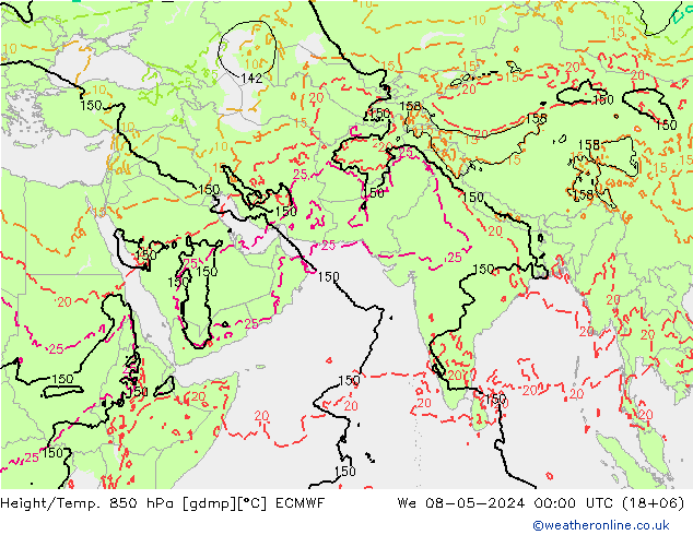 Z500/Rain (+SLP)/Z850 ECMWF 星期三 08.05.2024 00 UTC