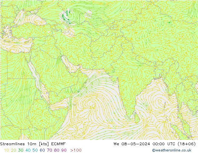风 10m ECMWF 星期三 08.05.2024 00 UTC