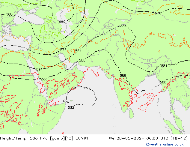 Z500/Rain (+SLP)/Z850 ECMWF Mi 08.05.2024 06 UTC