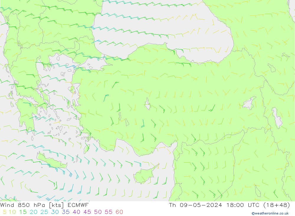 Wind 850 hPa ECMWF do 09.05.2024 18 UTC