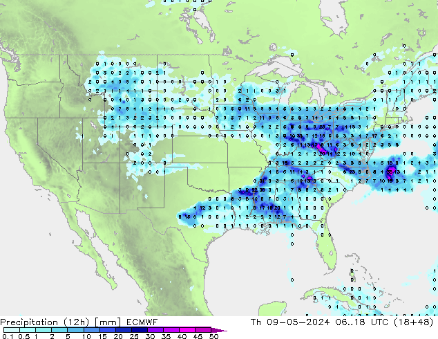 Yağış (12h) ECMWF Per 09.05.2024 18 UTC