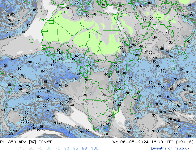 RH 850 hPa ECMWF We 08.05.2024 18 UTC