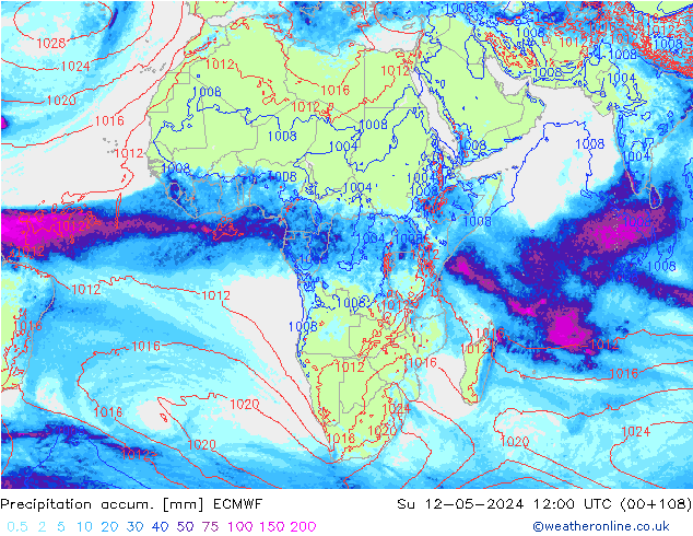 Precipitation accum. ECMWF nie. 12.05.2024 12 UTC
