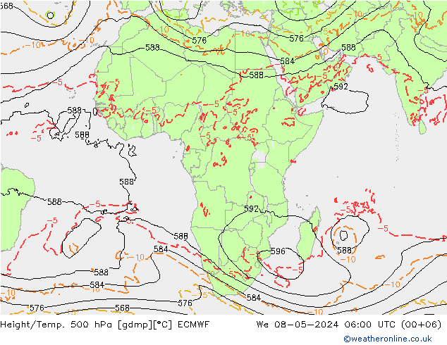 Z500/Rain (+SLP)/Z850 ECMWF mié 08.05.2024 06 UTC