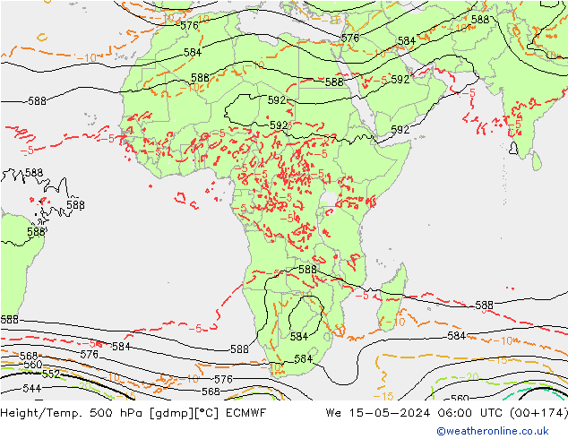 Height/Temp. 500 hPa ECMWF St 15.05.2024 06 UTC