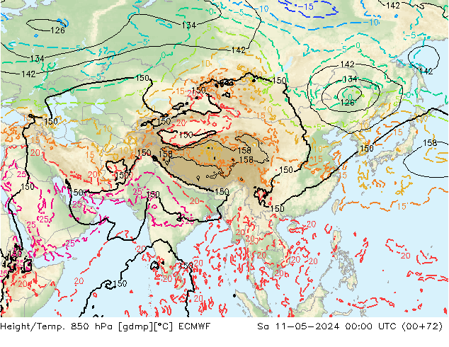 Z500/Regen(+SLP)/Z850 ECMWF za 11.05.2024 00 UTC