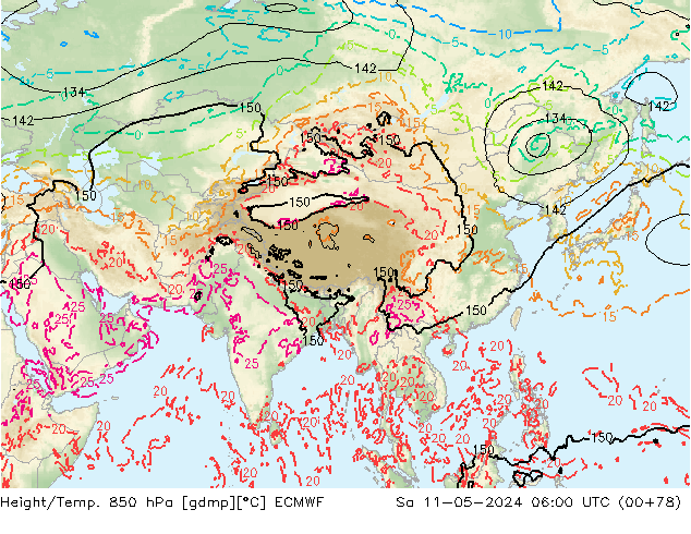 Z500/Rain (+SLP)/Z850 ECMWF Sa 11.05.2024 06 UTC