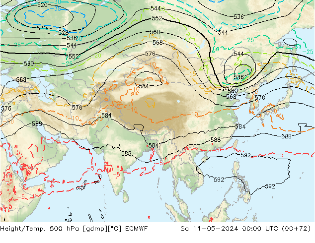 Z500/Regen(+SLP)/Z850 ECMWF za 11.05.2024 00 UTC