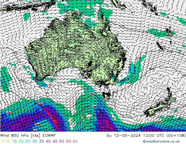 ветер 850 гПа ECMWF Вс 12.05.2024 12 UTC