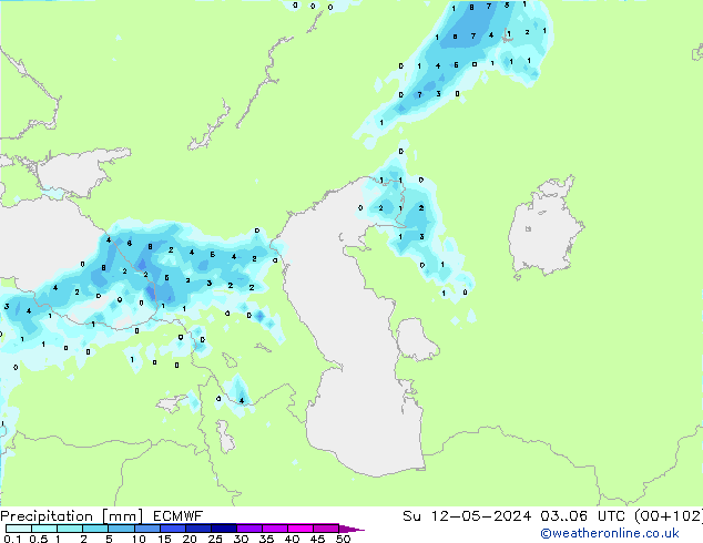 Precipitation ECMWF Su 12.05.2024 06 UTC