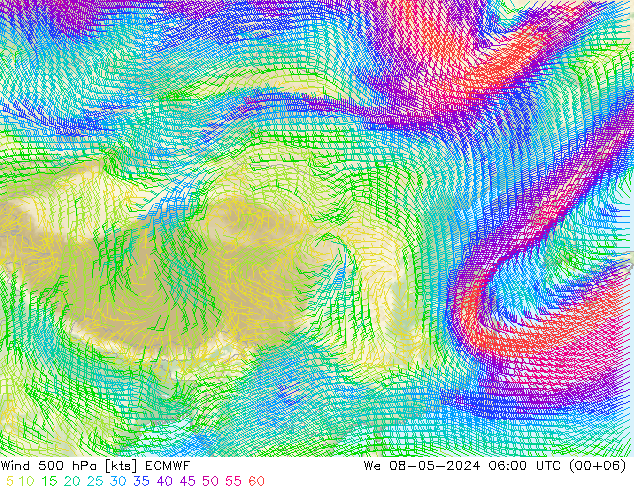 风 500 hPa ECMWF 星期三 08.05.2024 06 UTC