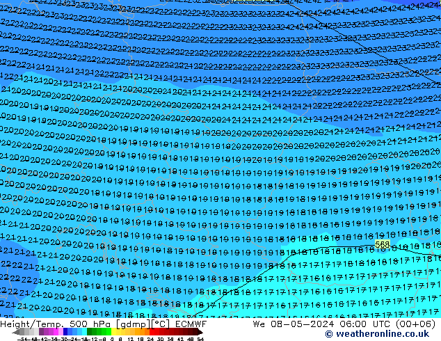 Z500/Rain (+SLP)/Z850 ECMWF śro. 08.05.2024 06 UTC