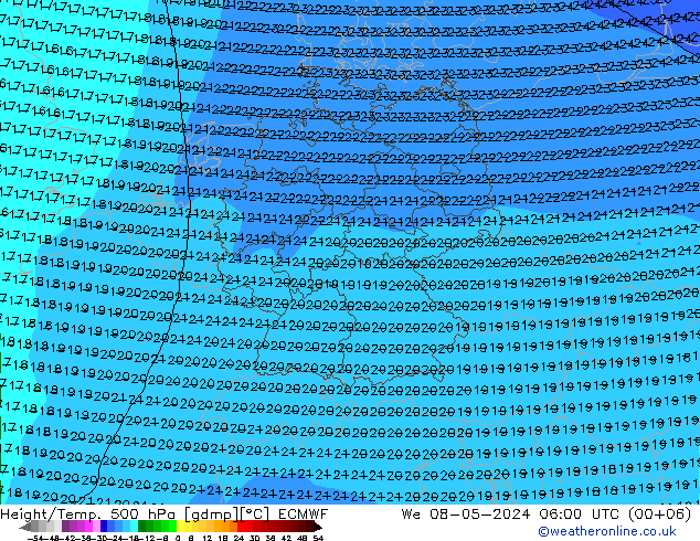 Z500/Rain (+SLP)/Z850 ECMWF 星期三 08.05.2024 06 UTC