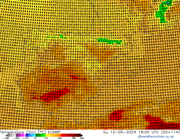 Temperatura (2m) ECMWF dom 12.05.2024 18 UTC