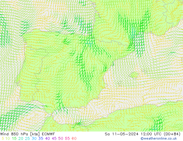 Wind 850 hPa ECMWF Sa 11.05.2024 12 UTC