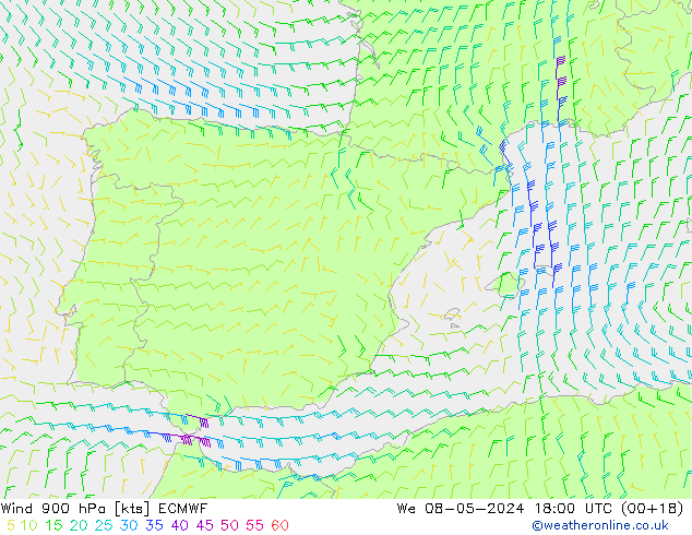 Wind 900 hPa ECMWF We 08.05.2024 18 UTC