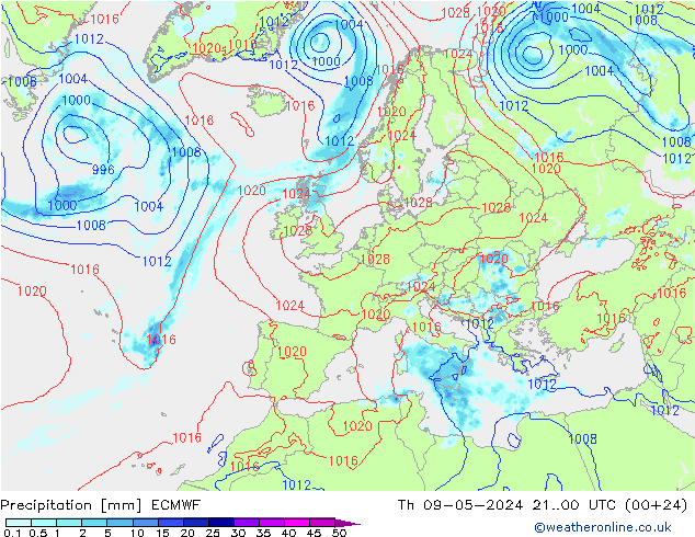 Niederschlag ECMWF Do 09.05.2024 00 UTC