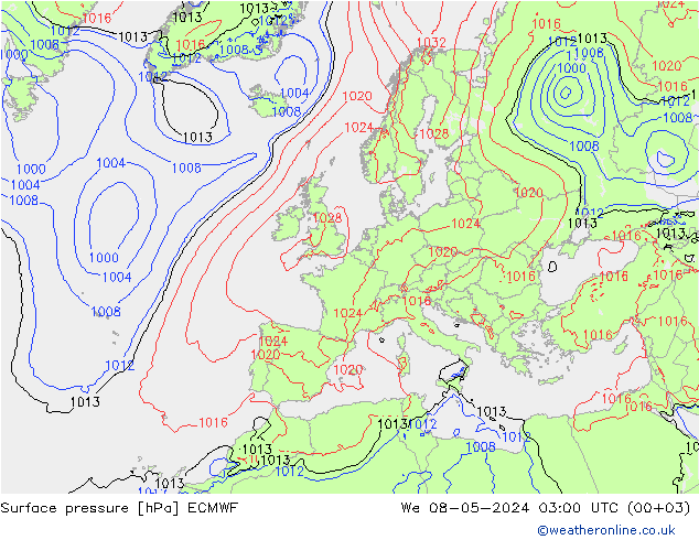 ciśnienie ECMWF śro. 08.05.2024 03 UTC