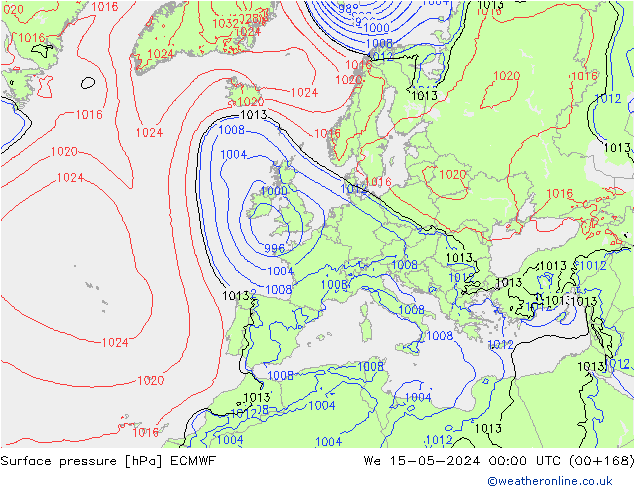 Bodendruck ECMWF Mi 15.05.2024 00 UTC