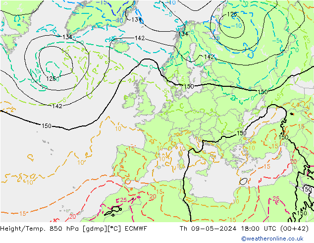 Z500/Rain (+SLP)/Z850 ECMWF чт 09.05.2024 18 UTC
