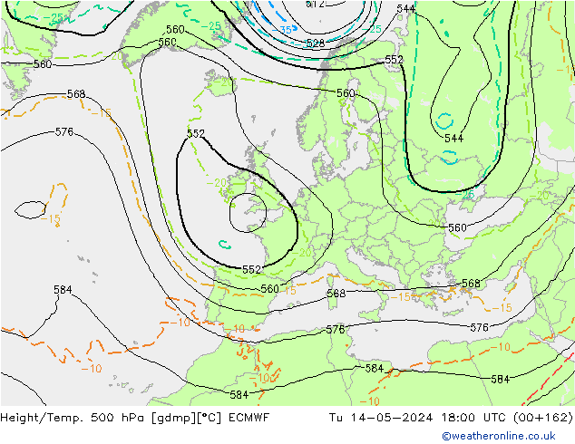 Z500/Regen(+SLP)/Z850 ECMWF di 14.05.2024 18 UTC