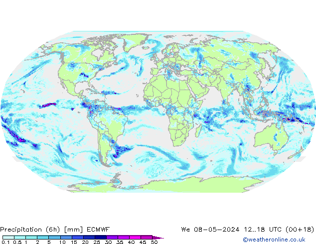 Precipitação (6h) ECMWF Qua 08.05.2024 18 UTC
