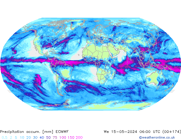 Precipitation accum. ECMWF We 15.05.2024 06 UTC