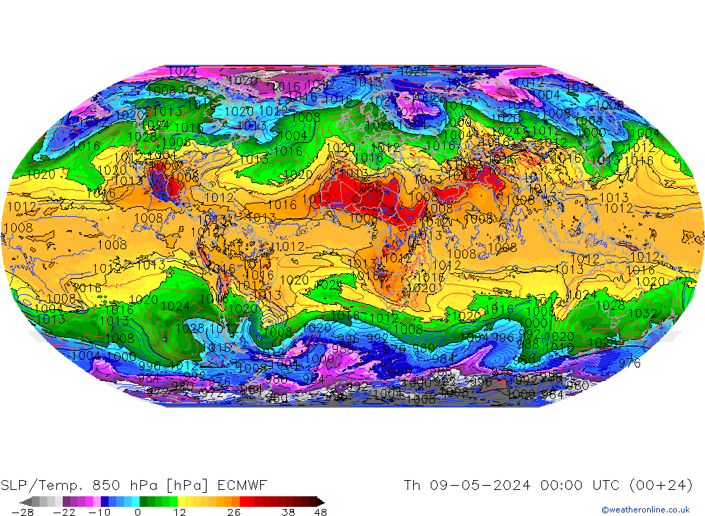 850 hPa Yer Bas./Sıc ECMWF Per 09.05.2024 00 UTC