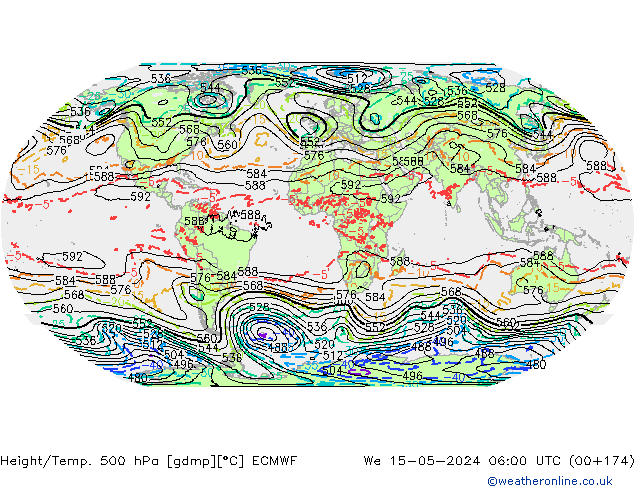 Z500/Rain (+SLP)/Z850 ECMWF We 15.05.2024 06 UTC