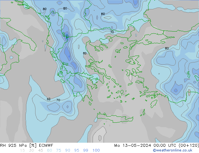 RH 925 hPa ECMWF Mo 13.05.2024 00 UTC