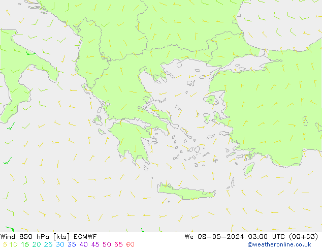 Wind 850 hPa ECMWF We 08.05.2024 03 UTC