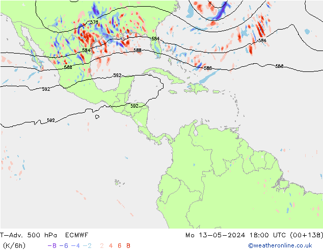 T-Adv. 500 hPa ECMWF Mo 13.05.2024 18 UTC