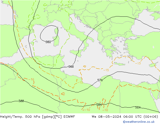 Z500/Regen(+SLP)/Z850 ECMWF wo 08.05.2024 06 UTC
