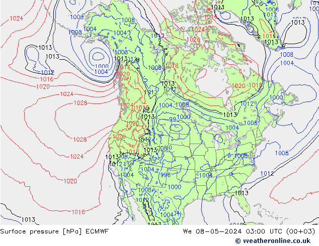 地面气压 ECMWF 星期三 08.05.2024 03 UTC