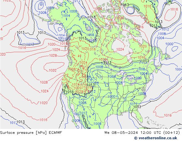 Surface pressure ECMWF We 08.05.2024 12 UTC