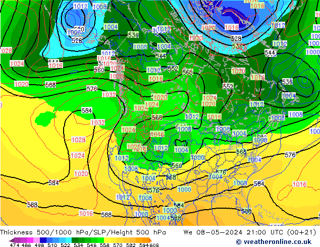 Thck 500-1000hPa ECMWF We 08.05.2024 21 UTC