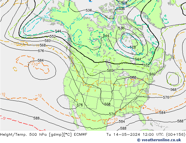 Z500/Rain (+SLP)/Z850 ECMWF ��� 14.05.2024 12 UTC