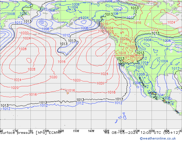Luchtdruk (Grond) ECMWF wo 08.05.2024 12 UTC